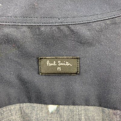 PS by PAUL SMITH Size XL Black & Blue Print Cotton Button Up Short Sleeve Shirt