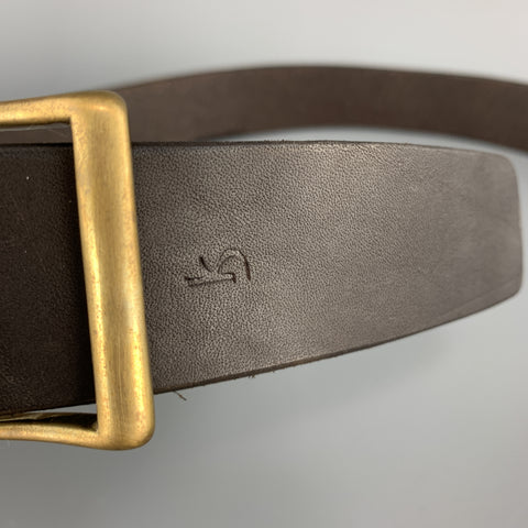 KIKA NY 32 Dark Brown Leather Brass Button Stud Buckle CONWAY Belt