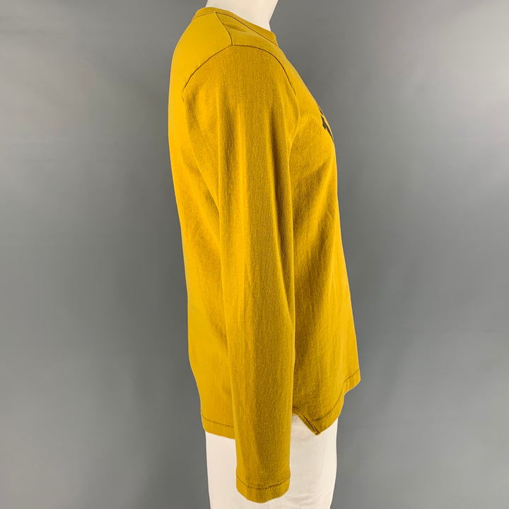 CHAMPION Size L Mustard Graphic Cotton Crew-Neck Pullover