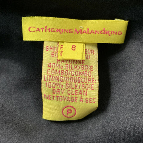CATHERINE MALANDRINO Size 8 Grey & Black Rayon & Silk Burnout Dress