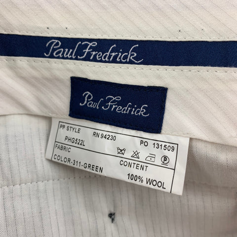 PAUL FREDERICK Size 32 Green Navy Blackwatch Plaid Wool Pleated Dress Pants