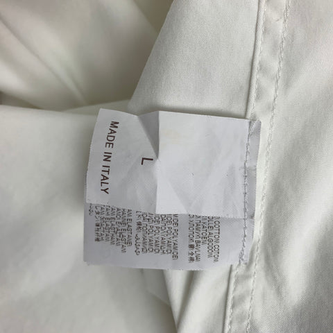 BRUNELLO CUCINELLI Size L White Cotton Blend Button Down Blouse
