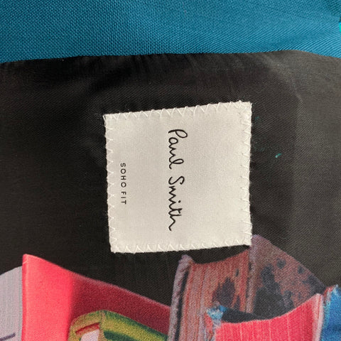 PAUL SMITH Soho Fit Size 38 Teal Peak Lapel Regular Wool Sport Coat