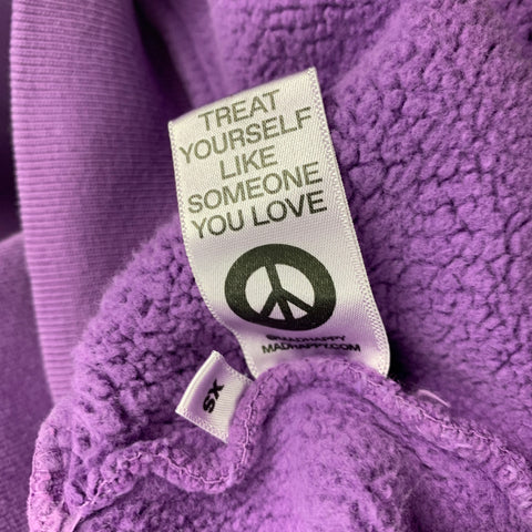 MADHAPPY Size XS Purple Yellow Cotton Crew-Neck Pullover