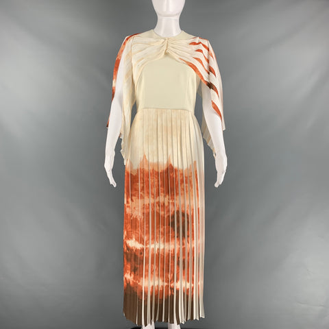 CHRISTIAN SIRIANO Size 4 Beige Tan Polyester Tie Dye Long Dress
