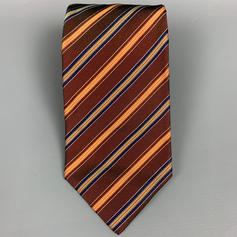 MASSIMO BIZZOCCHI Rust & Navy Stripe Silk Tie