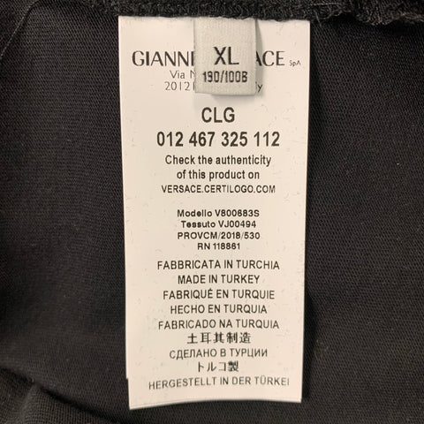 VERSACE COLLECTION Size XL Black , Grey & Orange Graphic Cotton Short Sleeve Shirt