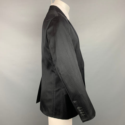 DOLCE & GABBANA Size 42 Black Silk Blend Notch Lapel Sport Coat