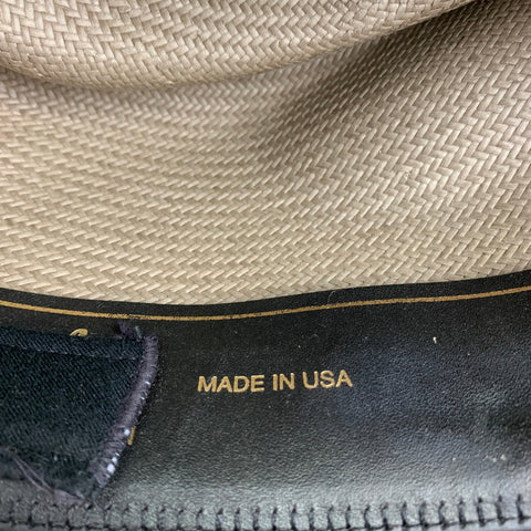 STETSON Chapeau Fedora avec ruban de paille gris clair taille 7,5