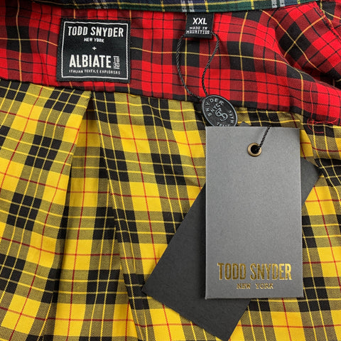 TODD SNYDER x ALBIATE Size XXL Multi-Color Plaid Lyocell Button Down Long Sleeve Holiday Cocktail Shirt