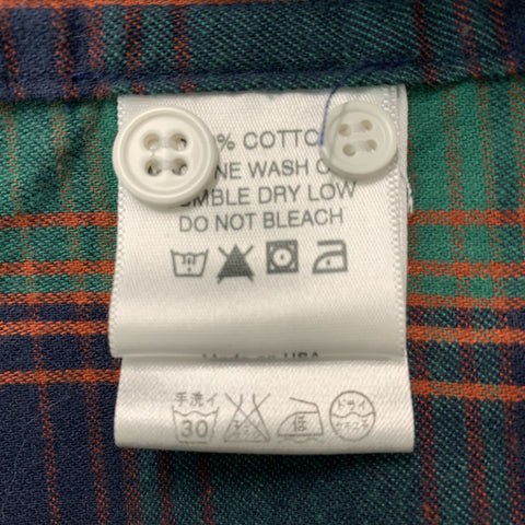 BAND OF OUTSIDERS Size L Green &  Navy Plaid Cotton Button Down Long Sleeve Shirt