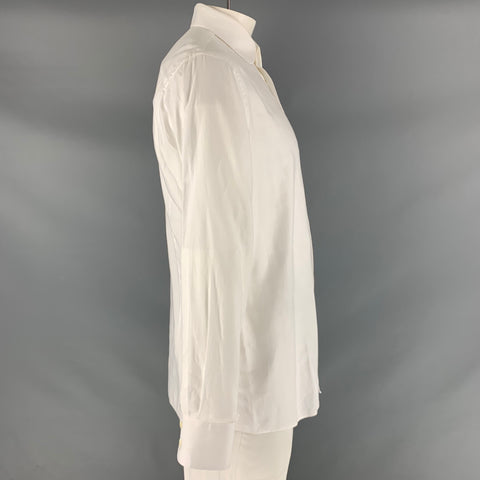 THOM SWEENEY Size L White Solid Cotton Button Up Long Sleeve Shirt