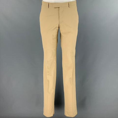 Z ZEGNA Size 36 Khaki Cotton Notch Lapel Suit