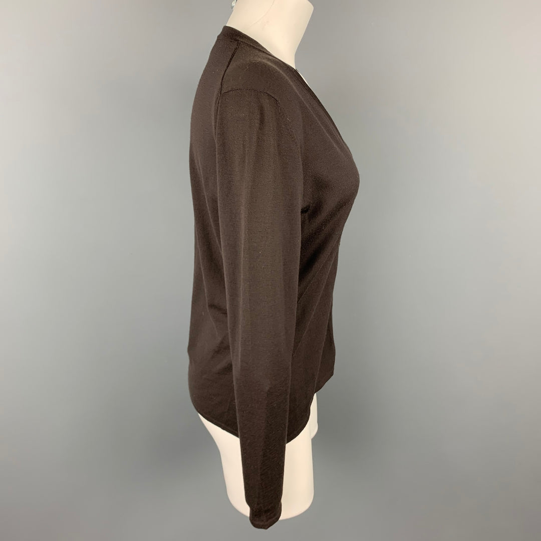 TSE Taille L Cardigan boutonné en laine tricotée marron