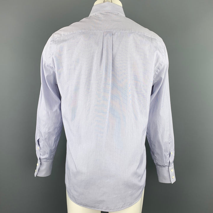 BRUNELLO CUCINELLI Size M Navy Window Pane Cotton Button Down Long Sleeve Shirt