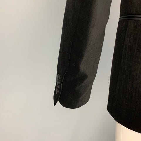 ALEXANDER MCQUEEN Size 38 Black Velvet Cotton Blend Sport Coat