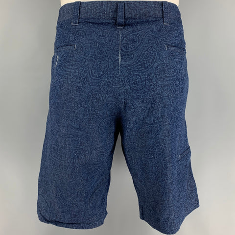 UNIONMADE x JS HOMESTEAD Taille 36 Short bleu marine Paisley Zip en coton/lin