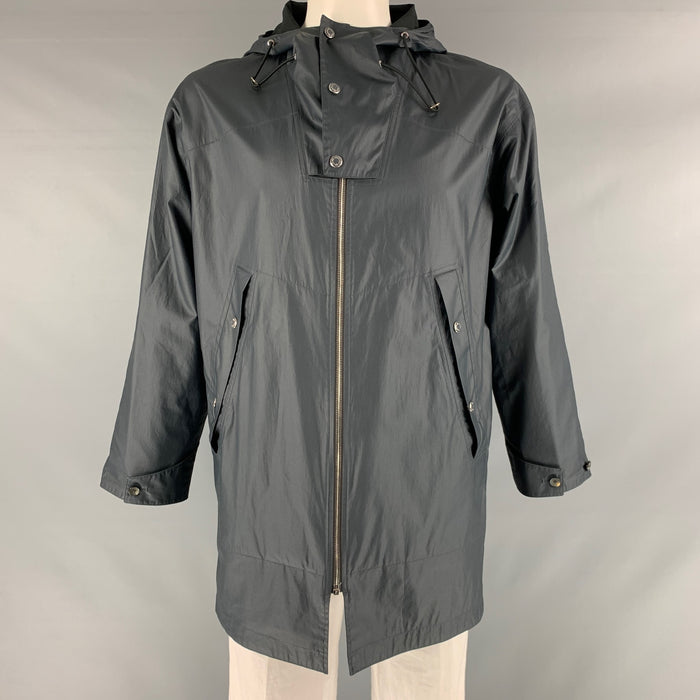 LOUIS VUITTON Talla 42 Abrigo de algodón revestido liso negro marino