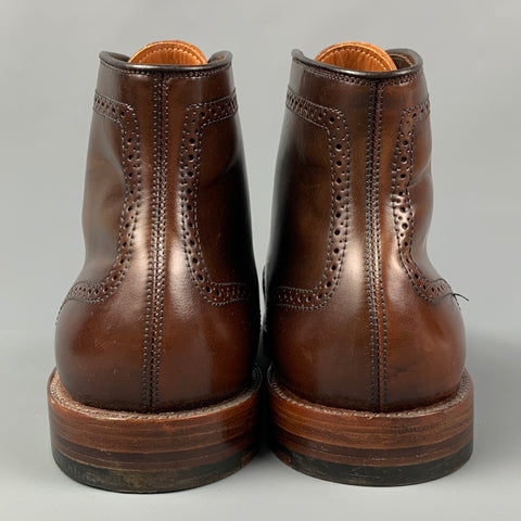 ALDEN Talla 10 Botines de cuero con punta de ala marrón 