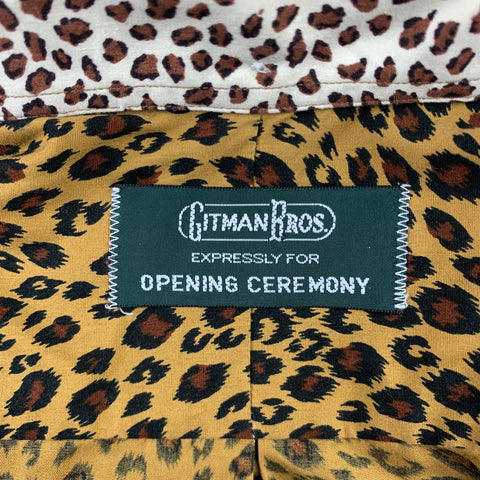 GITMAN BROS for OPENING CEREMONY Size S Tan Animal Print Cotton Button Down Long Sleeve Shirt