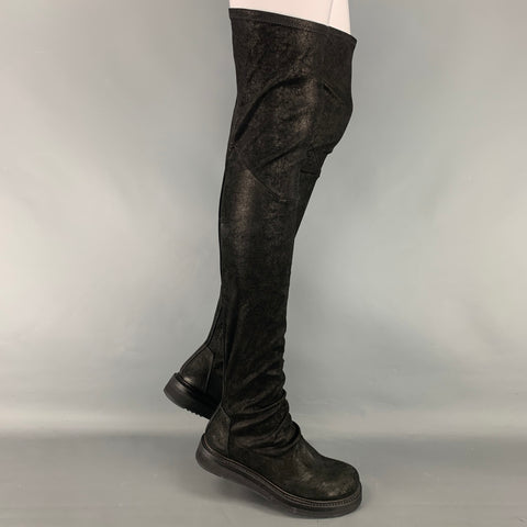 RICK OWENS Talla 7 Botas sin cordones de piel de cordero de cuero negro