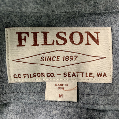 FILSON Talla M Chaqueta camisera de manga larga en mezcla de lana gris jaspeada