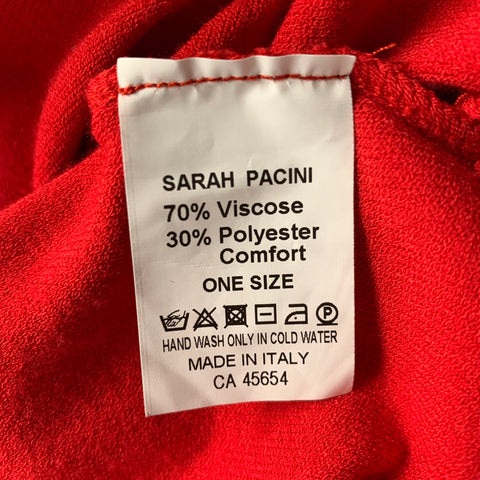 SARAH PACINI One Size Red Viscose & Polyester Solid Hooded Casual Top