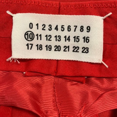 MARTIN MARGIELA Size 30 Red Solid Wool Mohair Button Fly Dress Pants