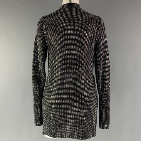 RtA Taille XXS Cardigan ouvert sur le devant en coton argenté noir clouté