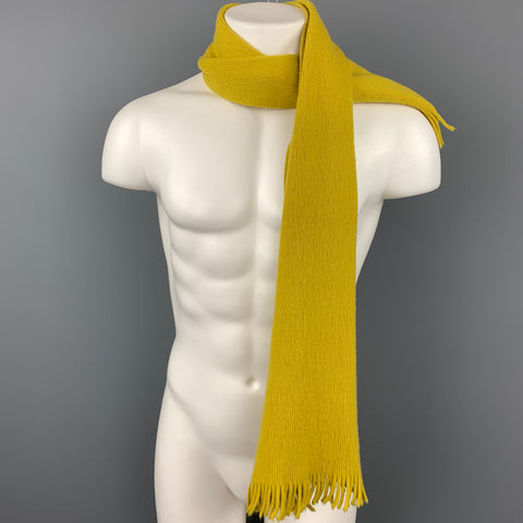 PAUL SMITH One Size Mustard Yellow Knitted Wool Fringer Scarf