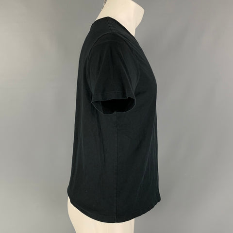 DKNY Size M Black Solid Cotton Short Sleeve T-shirt
