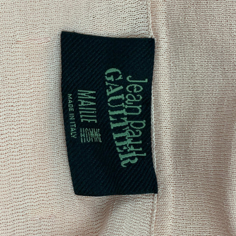 JEAN PAUL GAULTIER Size L Pale Pink Textured Polyester Short Sleeve Shirt