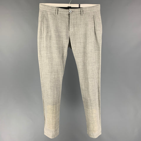 KAZUYUKI KUMAGAI Size L Light Grey Heather Wool Linen Button Fly Dress Pants