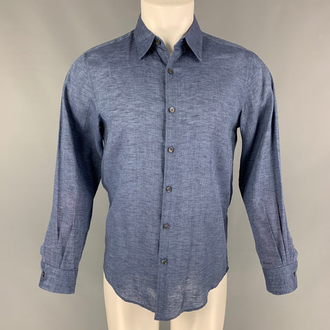 THEORY Size XS Blue Linen Button Down Long Sleeve Shirt