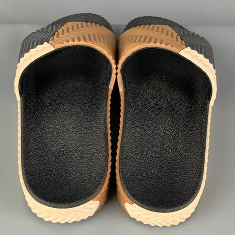 ALEXANDER WANG Size 10 Black Brown Color Block Rubber Sandals