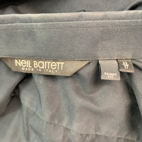 NEIL BARRETT Size L Black Mixed Fabrics Cotton Button Up Long Sleeve Shirt