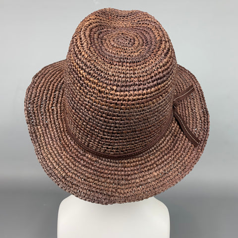 FLORA BELLA Brown Woven Raffia Fedora Hat