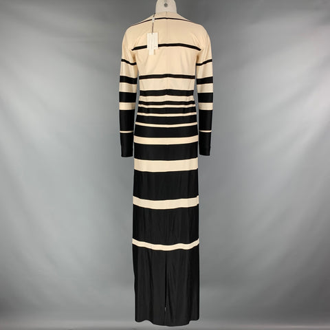 MARC JACOBS Size 0 Cream Black Silk Stripe Column Dress