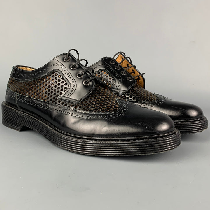 MARC JACOBS Size 10 Black Perforated Leather Wingtip Lace Up Shoes