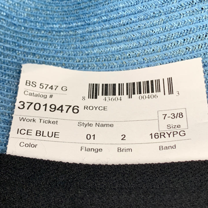 BILTMORE Size 7 3/8 Blue Raffia Fedora Hat