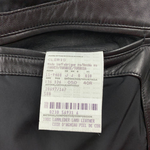 HUGO BOSS Size 40 Black Leather Notch Lapel Buttoned Jacket