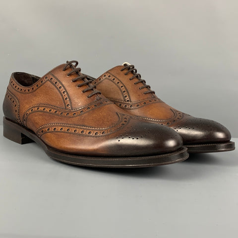 DSQUARED2 Size 11 Brown Antique Leather Wingtip Lace Up Shoes