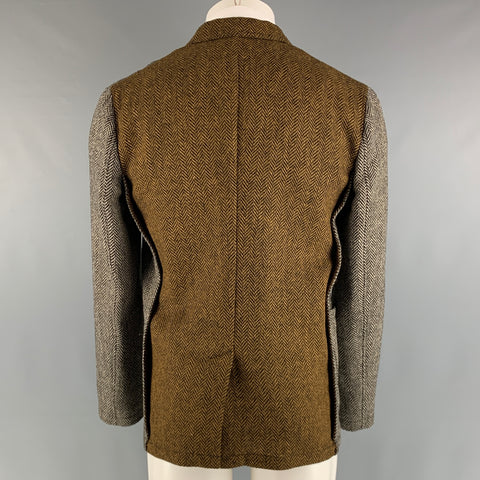 MARC JACOBS Size 38 Grey Black Herringbone Wool Notch Lapel Sport Coat
