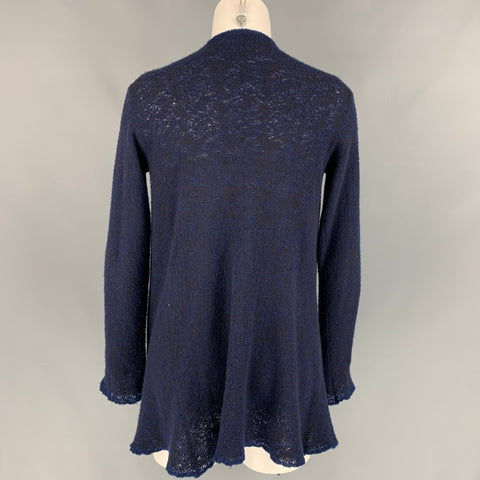 LAINEY Size S Navy & Purple Cashmere Blend Open Front Cardigan