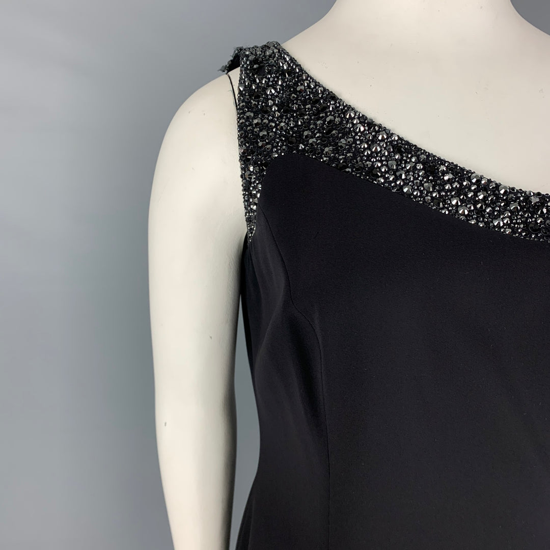 GIORGIO ARMANI Size 12 Black Rhinestones Wrap Dress