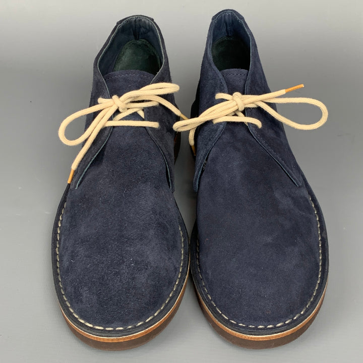 BRUNELLO CUCINELLI Antilope Size 8 Navy Suede Ankle Boots