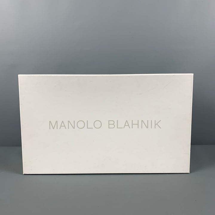 MANOLO BLAHNIK Size 9 Black Applique Silk Slip On Loafers
