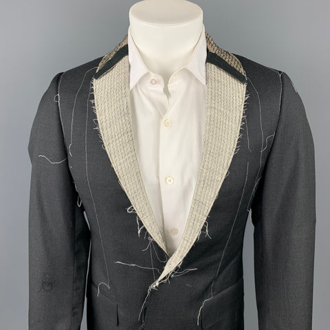 R13 Size M Charcoal Pinstripe Wool Shawl Collar Sport Coat