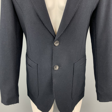 EMPORIO ARMANI Size 36 Navy Wool Bland Felt Notch Lapel Sport Coat