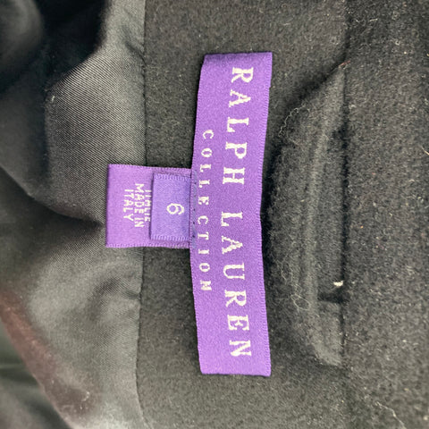 Colección RALPH LAUREN Talla 6 Chaqueta corta con cinturón de lana / cachemira negra